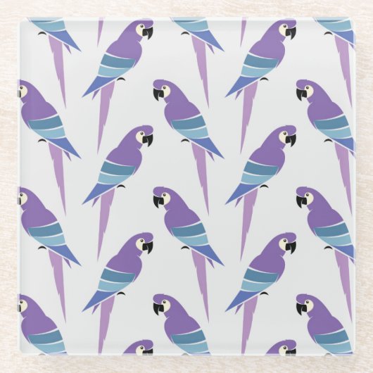 Lila Papageien Glasuntersetzer (Vorderseite)