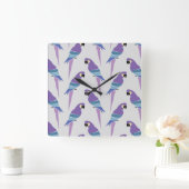 Lila Papageien Quadratische Wanduhr (Zuhause)