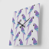 Lila Papageien Quadratische Wanduhr (Winkel)