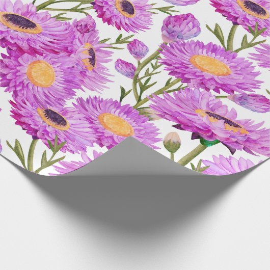 Lila Paper Daisies Blumenblumen Geschenkpapier (Ecke)