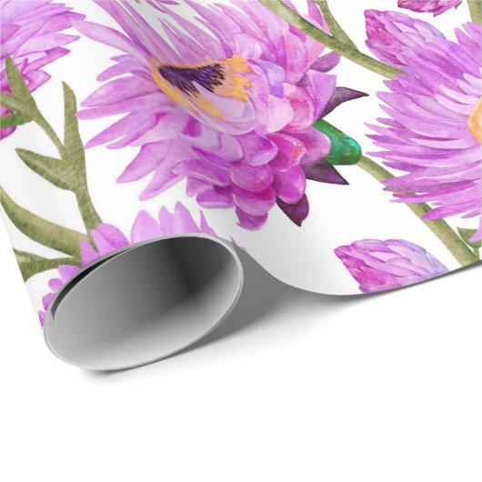 Lila Paper Daisies Blumenblumen Geschenkpapier (Rolleneckpunkt)