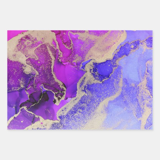 Lila Papierblätter, rosa Geschenkpapier Set (Vorderseite)