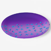 Lila Papierplatte für verzauberte Schmetterlinge Pappteller (Schrägansicht)