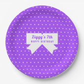 Lila Papiertafel aus White Polka Dots Pappteller (Vorderseite)