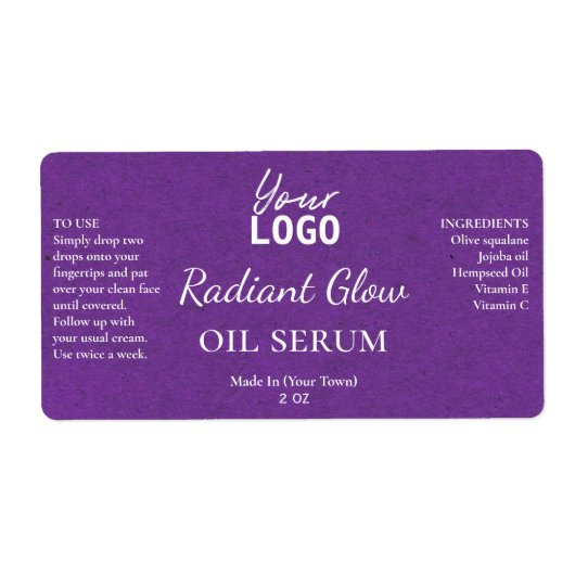 Lila Papiertextur - Radiant Glow Serum Labels (Vorne)