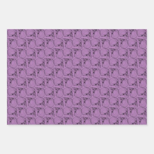 Lila Papiertücher für Skull- und Wirbelknochen Geschenkpapier Set (Vorderseite 2)