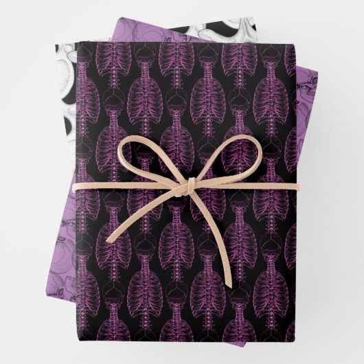 Lila Papiertücher für Skull- und Wirbelknochen Geschenkpapier Set (Beispiel)