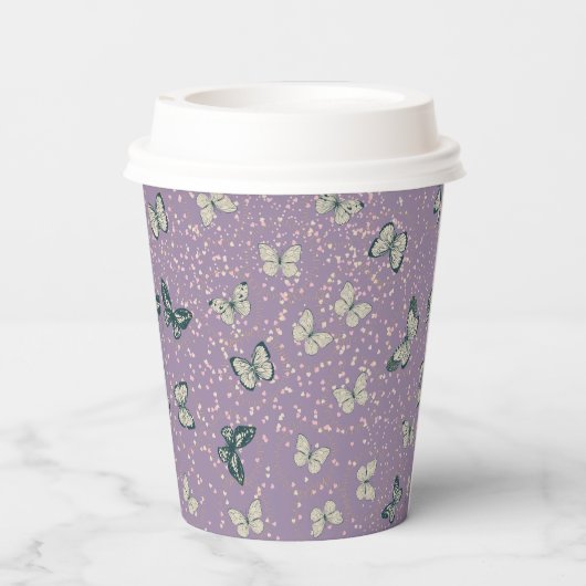 Lila Papillon Pappbecher (Rückseite)