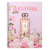 Lila Parfüm Flasche Hübsch Chic Monogramm Notizblock (Vorderseite)