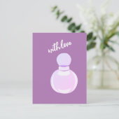 Lila Parfüm-Flasche Postkarte (Stehend Vorderseite)