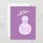 Lila Parfüm-Flasche Postkarte (Vorne/Hinten)