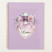 Lila Parfümflasche Schleife rosa Blumen Planer (Vorderseite)