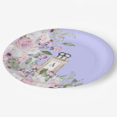 Lila Parfümflaschen Tag Hübsch Pappteller (Schrägansicht)