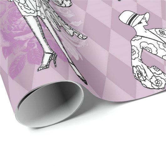 Lila Paris Art Deco Muster Geschenkpapier (Rolleneckpunkt)