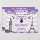 Lila Paris-Brautparty-Einladungen Einladung (Vorne/Hinten)