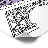 Lila Paris Macarons Eiffel Tower Monogram Poster (Ecke)