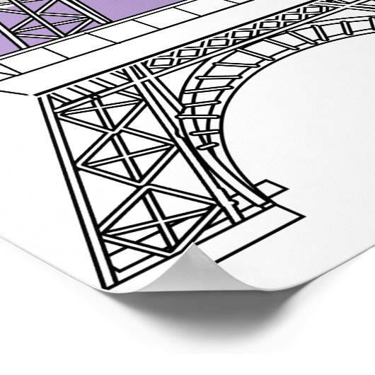 Lila Paris Macarons Eiffel Tower Monogram Poster (Ecke)