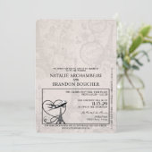 Lila Paris-Passport-Hochzeit Einladung (Stehend Vorderseite)