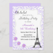 Lila Paris Romantische Einladung zum Geburtstag (Vorne/Hinten)