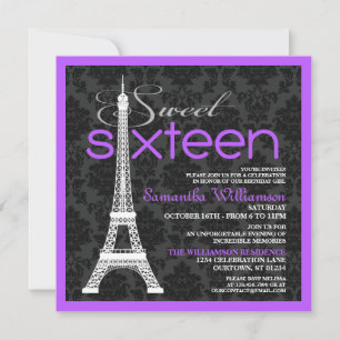 Lila Paris Sweet 16 Einladungen