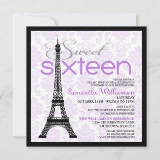 Lila Paris Sweet 16 Einladungen
