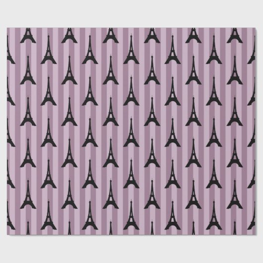Lila Pariser Eiffelturmmuster Geschenkpapier (Flach)