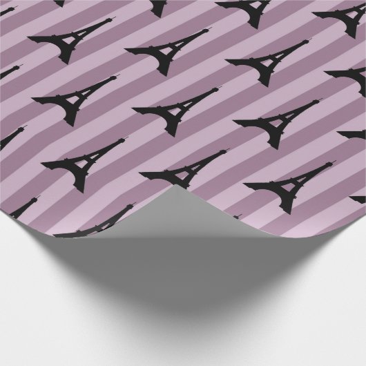 Lila Pariser Eiffelturmmuster Geschenkpapier (Ecke)