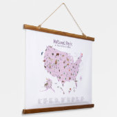 Lila Parklandschaft Kinderzimmer Einrichtung Wandteppich Mit Holzrahmen (Gewinkelt)