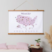 Lila Parklandschaft Kinderzimmer Einrichtung Wandteppich Mit Holzrahmen (Schlafzimmer)