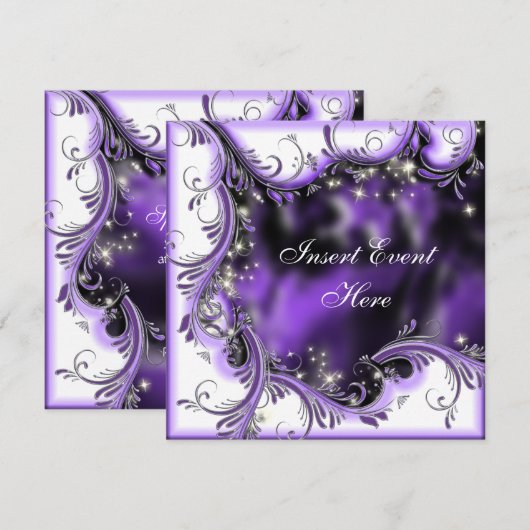 Lila Party Einladung (Vorne/Hinten)