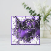 Lila Party Einladung (Stehend Vorderseite)