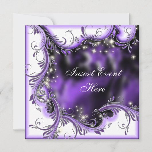 Lila Party Einladung (Vorderseite)