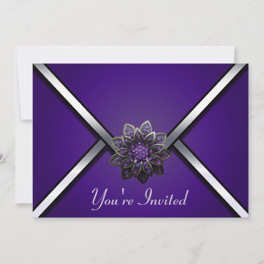 Lila Party Einladung (Vorderseite)