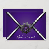 Lila Party Einladung (Vorne/Hinten)