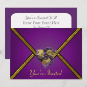 Lila Party Einladung (Vorne/Hinten)