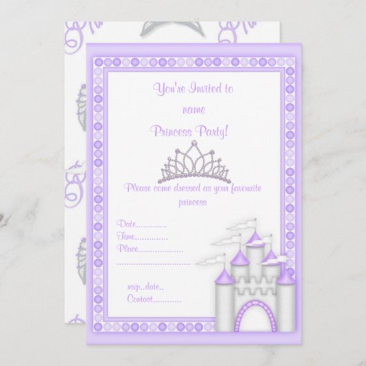 LILA PARTY EINLADUNG (Vorne/Hinten)