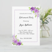 Lila Party Einladung für Blumenruhe (Stehend Vorderseite)