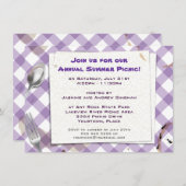 Lila Party Einladung Gingham Picnic GRILLEN (Vorne/Hinten)