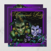 Lila Party Einladungen (Vorne/Hinten)