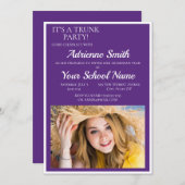 Lila Party-Foto für die Uni Einladung (Vorne/Hinten)