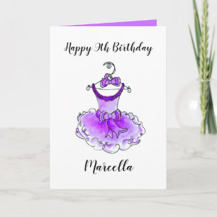 Lila Party Kleid inkfarbene Kunst Mädchen Geburtst Karte