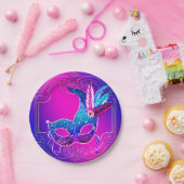 Lila Party mit rosa Masquerade Pappteller (Party)