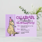 Lila Party Pony Girls Geburtstag Einladung (Stehend Vorderseite)