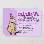 Lila Party Pony Girls Geburtstag Einladung (Vorne/Hinten)