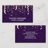 Lila | Party Popper und Confetti Visitenkarte (Vorne/Hinten)
