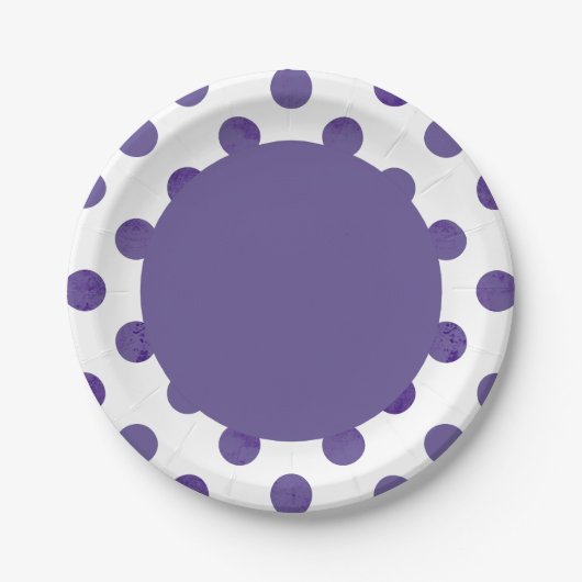 Lila Party | Royal Ultra-Violet Grape Polka Dots Pappteller (Vorderseite)