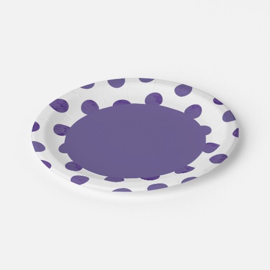 Lila Party | Royal Ultra-Violet Grape Polka Dots Pappteller (Schrägansicht)