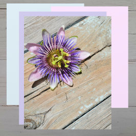 Lila Passiflora Blume Weathered Wood Paper