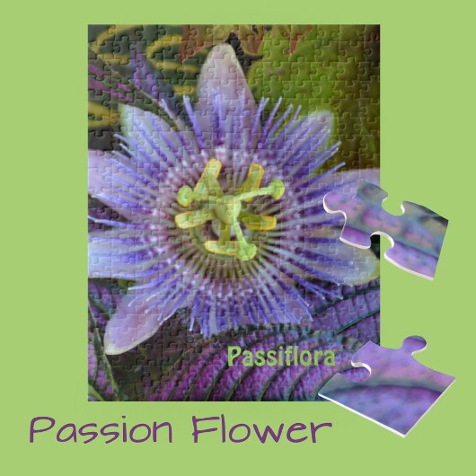 Lila Passiflora und botanischer Schild Puzzle