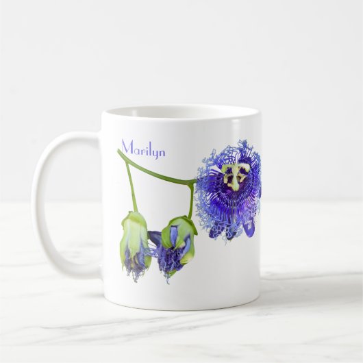 Lila Passion Blume Kaffeepause Tasse (Links)